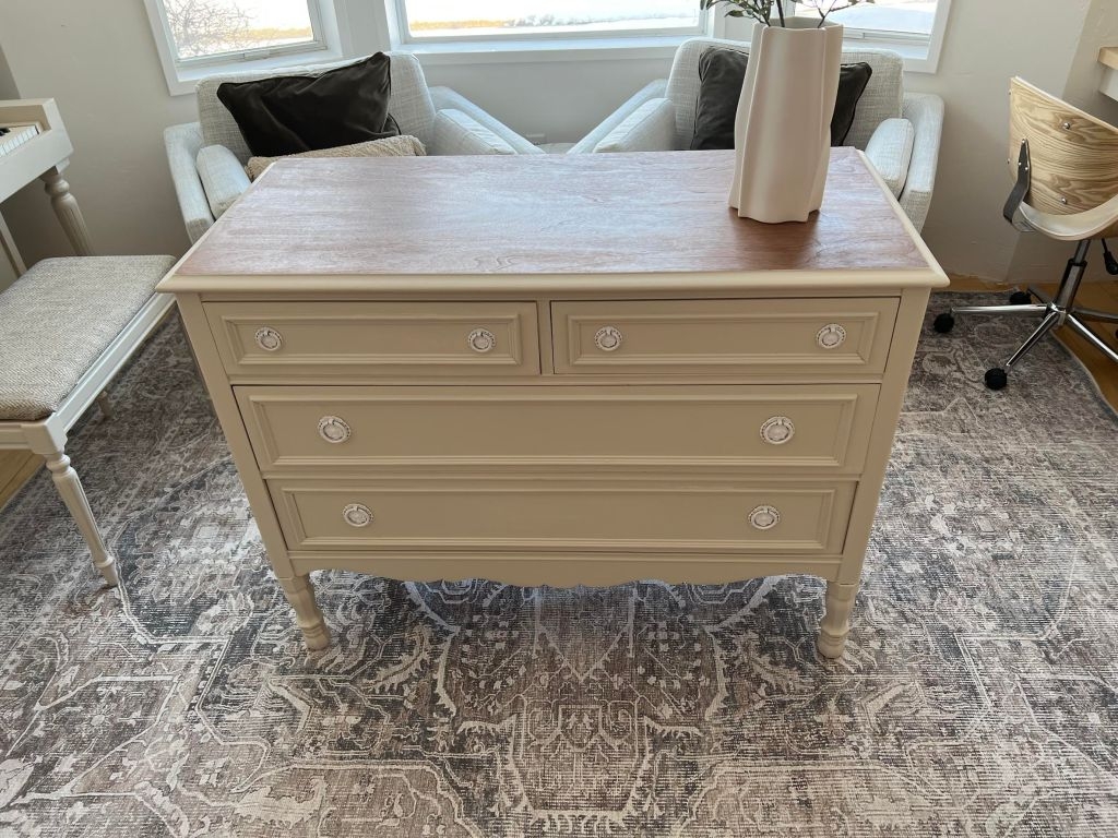 Dresser Wood Toned Top Refurbished Two-tone Dresser