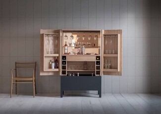 Drinks Cabinet with Charcoal Base and Mirrored Interior