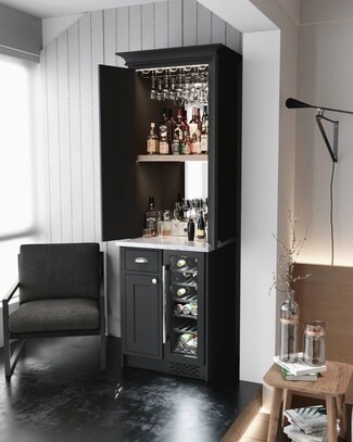 Drinks Cabinet with Integrated Wine Fridge and Stone Counter