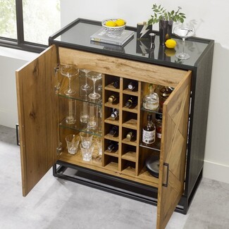Drinks Cabinet with Parquetry Doors and Built In Wine Rack