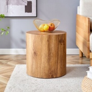 Drum End Table Seamless Design Cylinder Wood End Table
