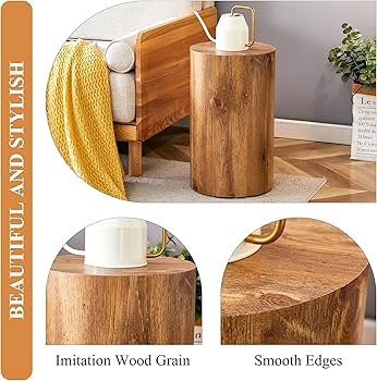 Drum Side Table Smooth Edges Minimalist Round Accent Table