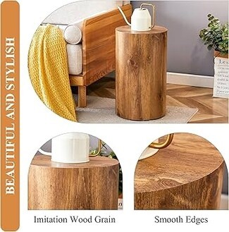 Drum Side Table Smooth Edges Minimalist Round Accent Table