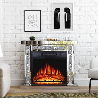 Electric Fireplace Compact Width Shimmering Mantel