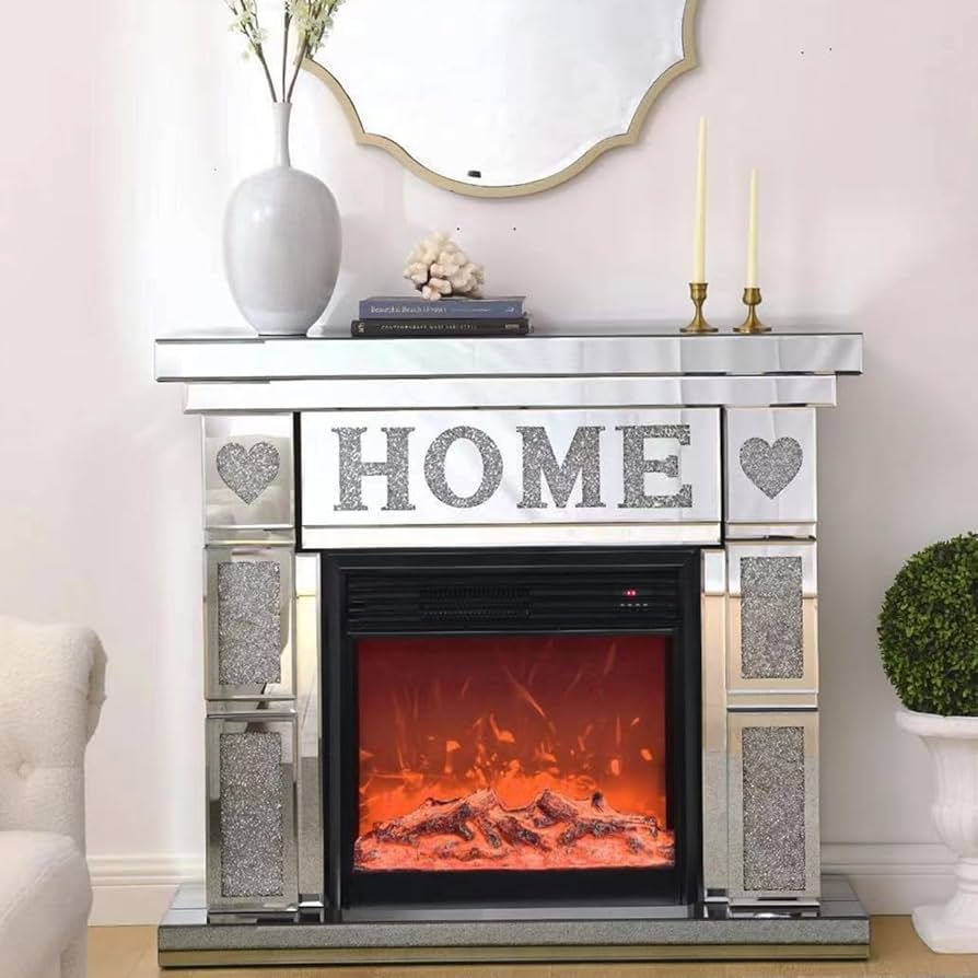 Electric Fireplace Home Lettering Heart Motif Mantel