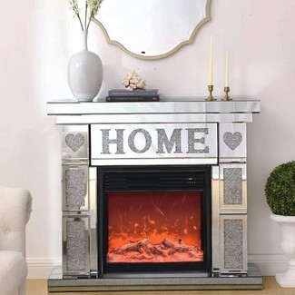 Electric Fireplace Home Lettering Heart Motif Mantel