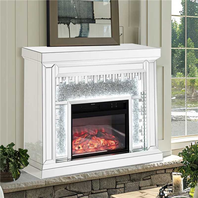 Electric Fireplace LED Perimeter Lighting Mirrored Surround