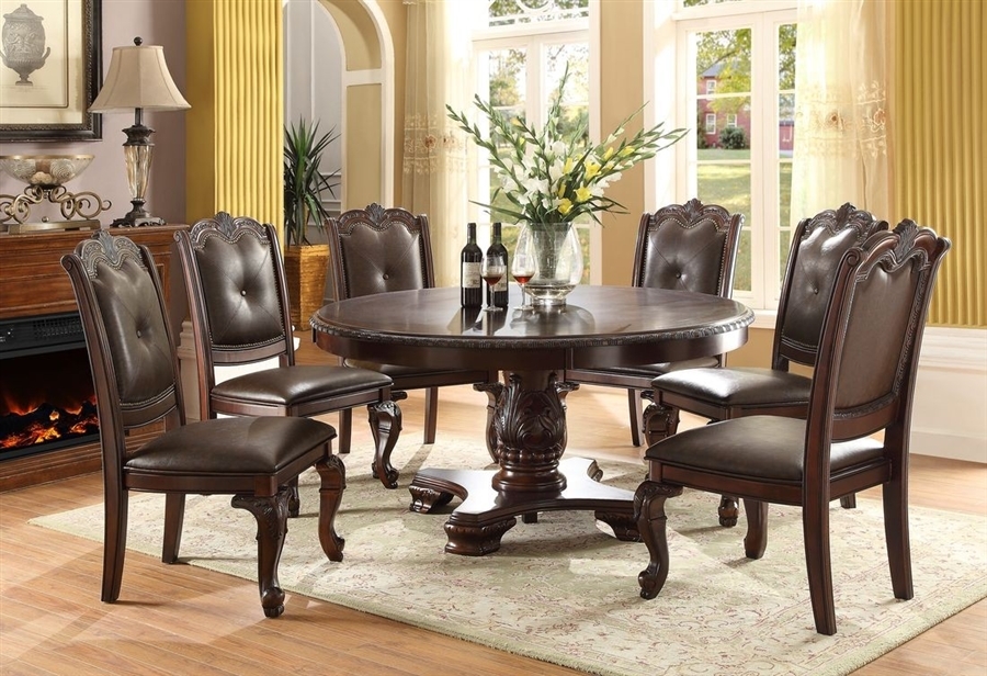 Elegant Dining Set with Tufted Backrest and Ornate Base