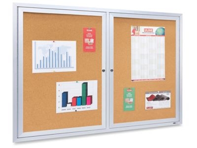 Enclosed Cork Board: Locking Dual Doors Aluminum Frame Notice Board
