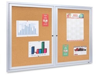 Enclosed Cork Board: Locking Dual Doors Aluminum Frame Notice Board