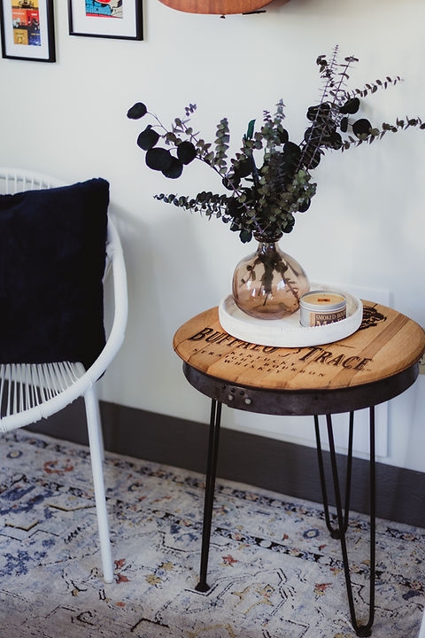 End Table using Hairpin Base and Buffalo Trace Side Table