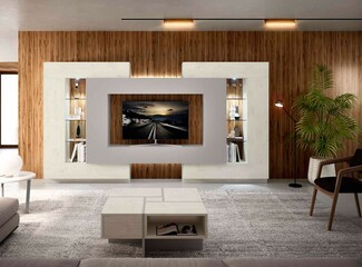 Entertainment Center: Integrated LED Backlighting Media Wall