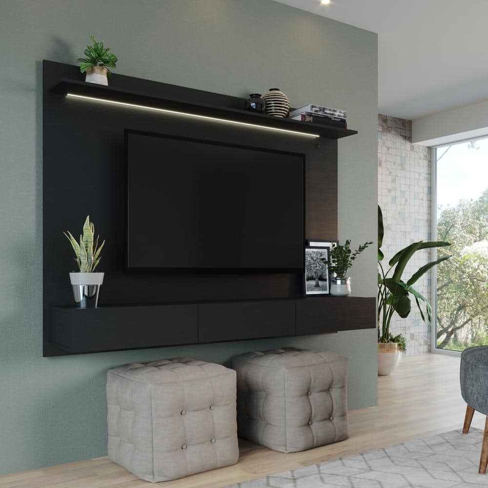 Entertainment Center LED Strip Floating Drawers