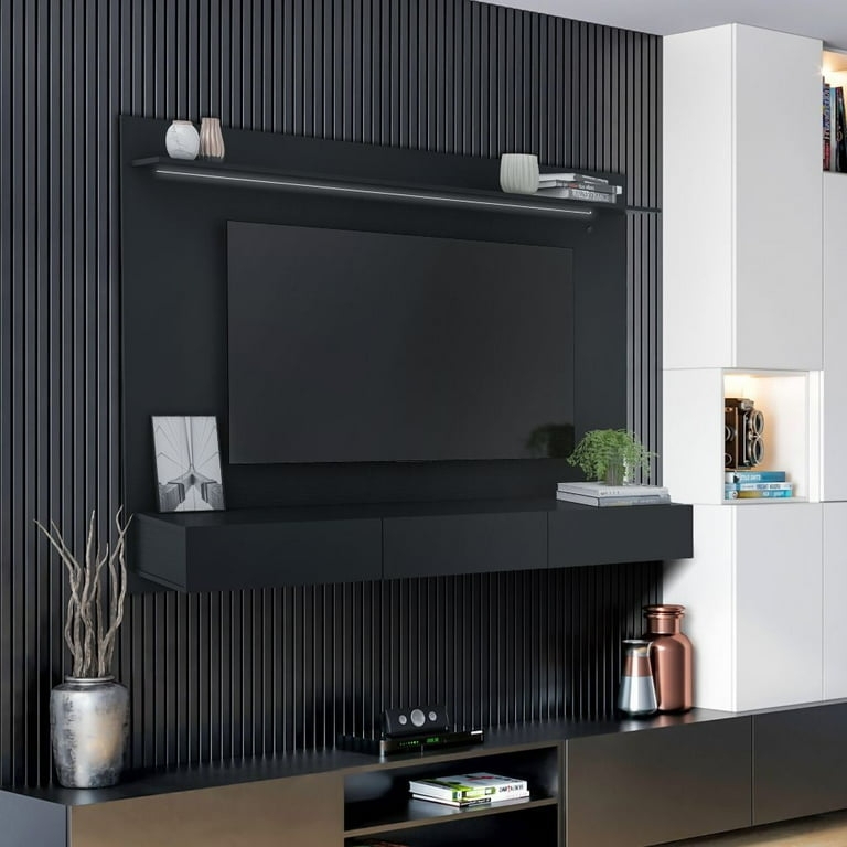 Entertainment Center Ribbed Panel Floating Setup