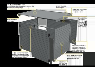 Equipment Enclosure: Tilting Lid Aluminum Slats Charcoal