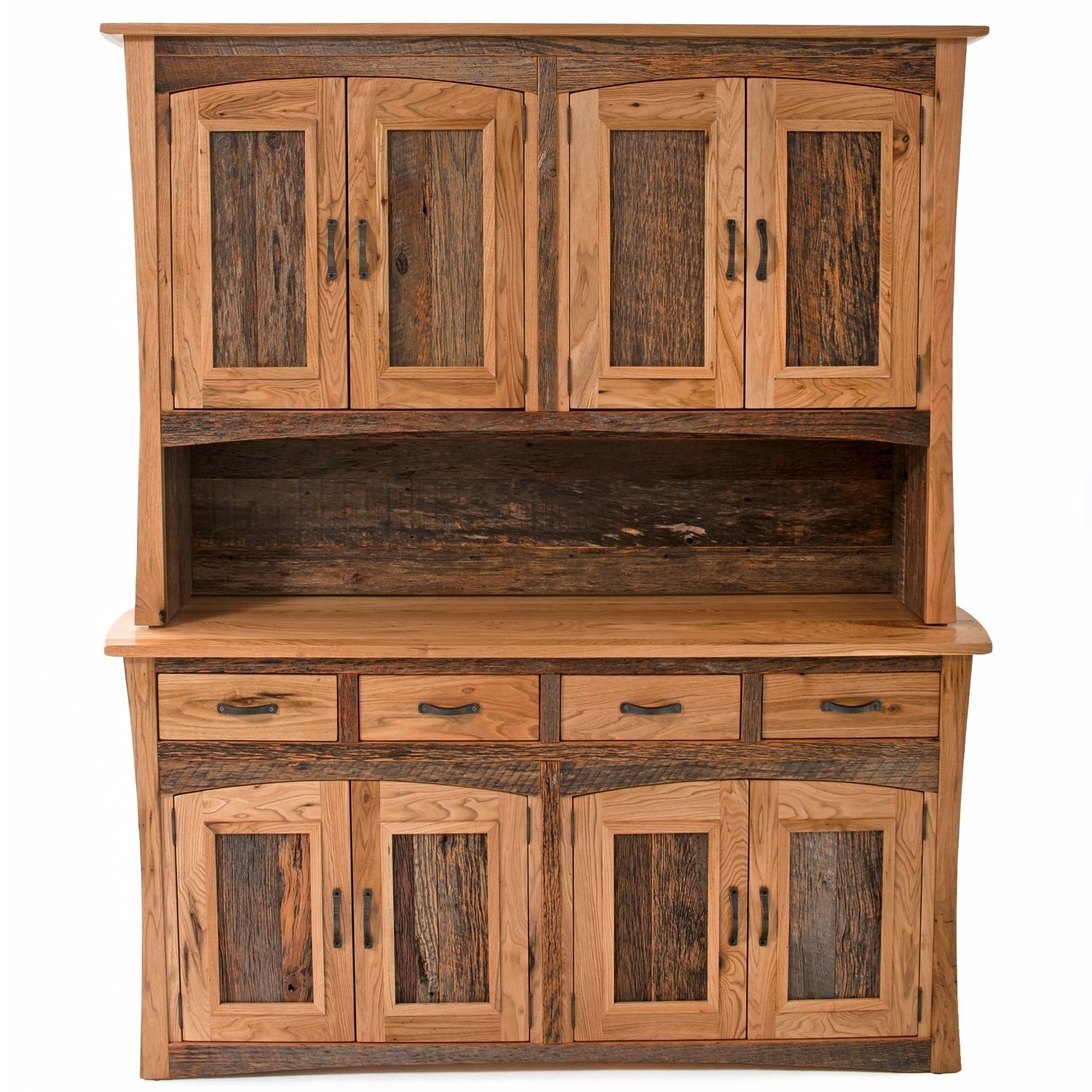 Farmhouse Hutch: Arched Door Frames Two-Tone Wood Buffet