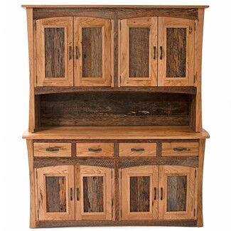 Farmhouse Hutch: Arched Door Frames Two-Tone Wood Buffet