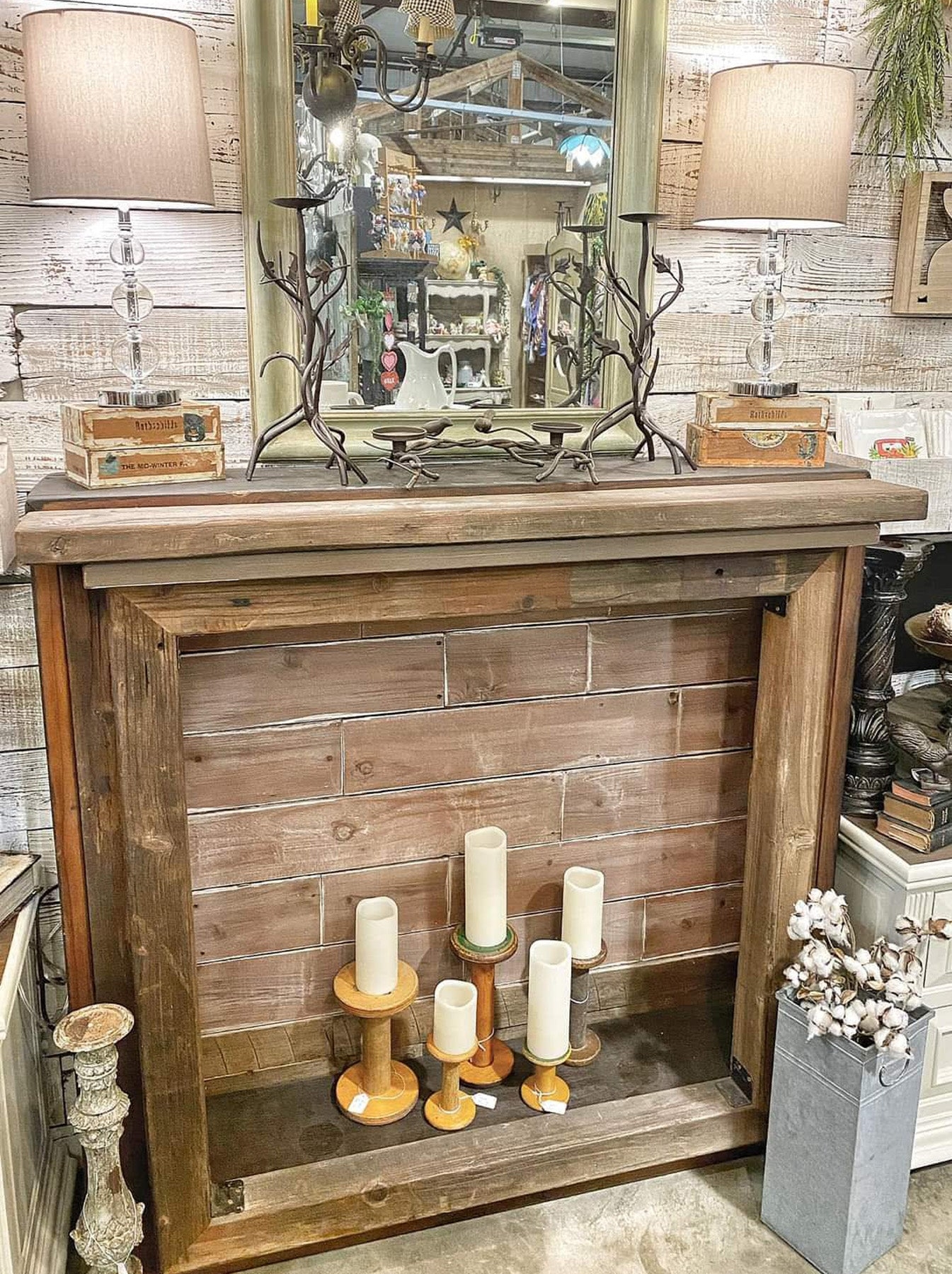 Faux Fireplace Plank Backing Rustic Faux Fireplace Mantle