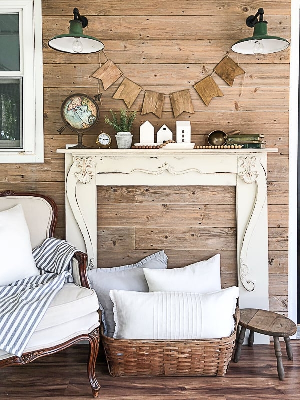 Faux Mantel Horizontal Planking Vintage Farmhouse Styling