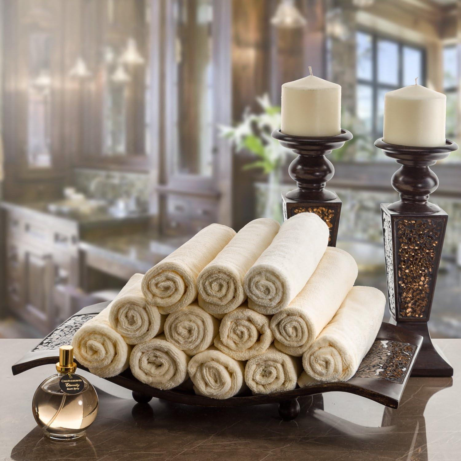 Fingertip Towels with Mosaic Glass Inlay Spa-Style Guest Towel Tray