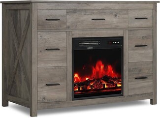 Fireplace Dresser Unit with X-Brace Side Panels in Grey