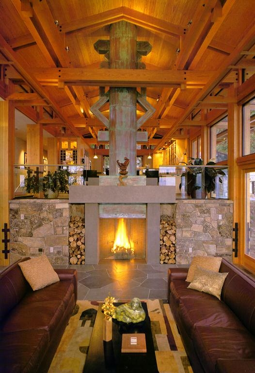 Fireplace Hearth Patinated Copper Chimney Timber Frame