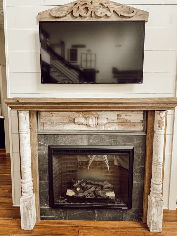 Fireplace Mantel Distressed Columns Shabby Chic Fireplace