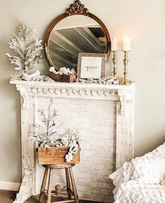 Fireplace Mantel Ornate Carvings Distressed Mantel Decor