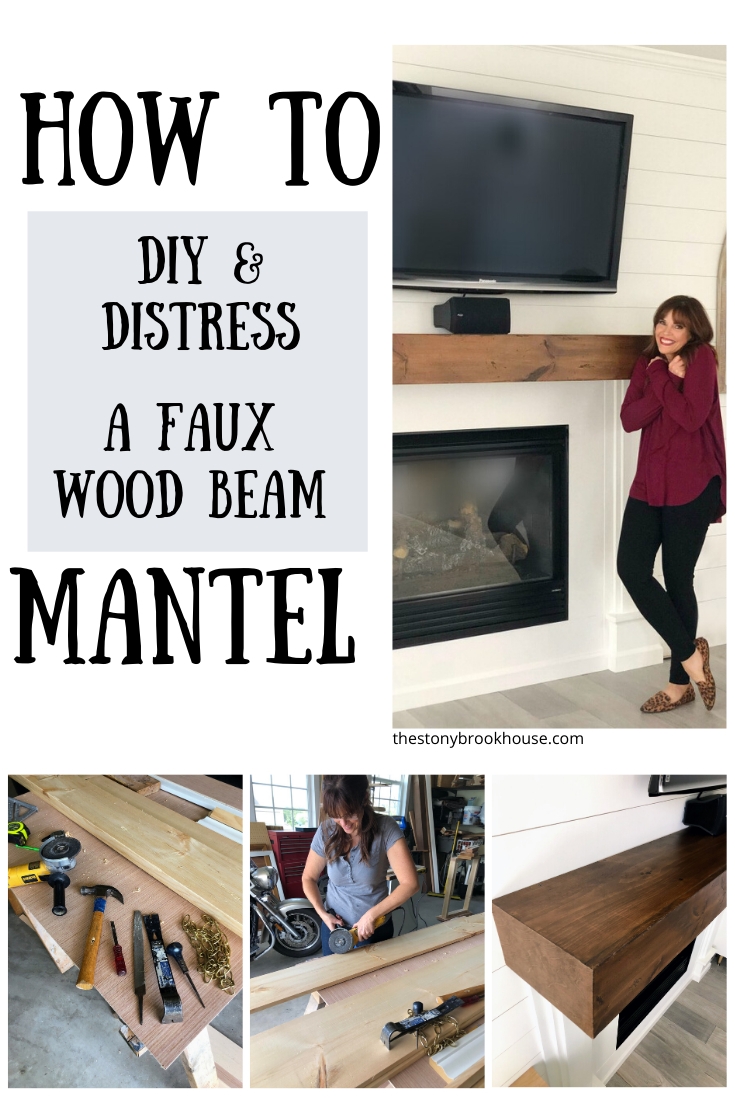 Fireplace Mantel Walnut Brown DIY Box Beam Fireplace Mantel
