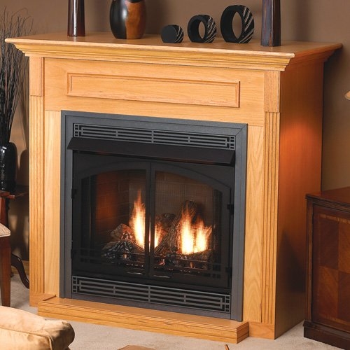 Fireplace Mantel with Recessed Header and Built-In Cabinet Base
