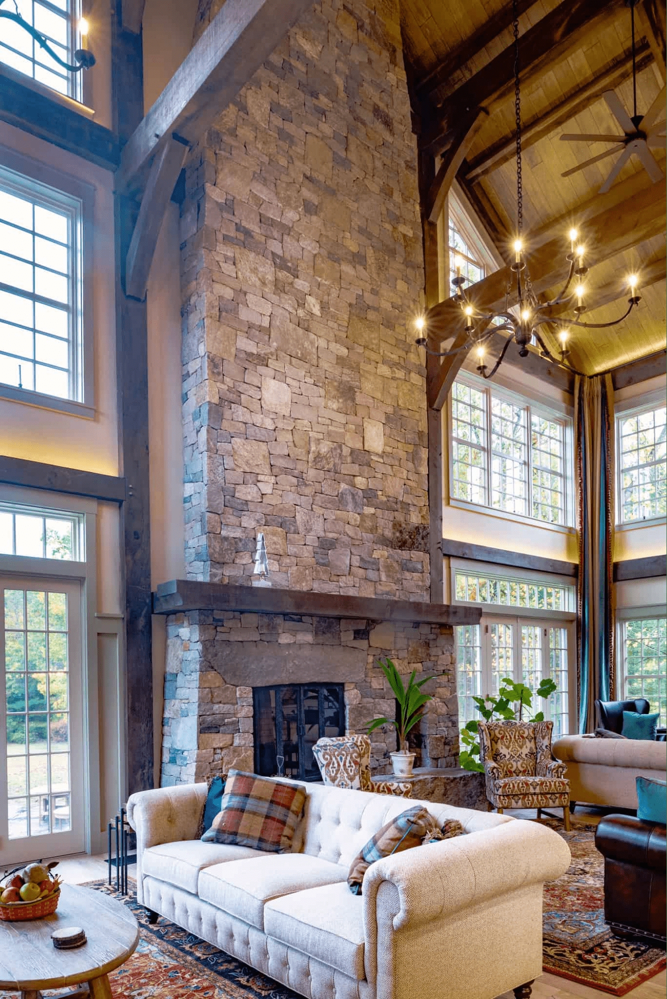 Stacked Rock Fireplace