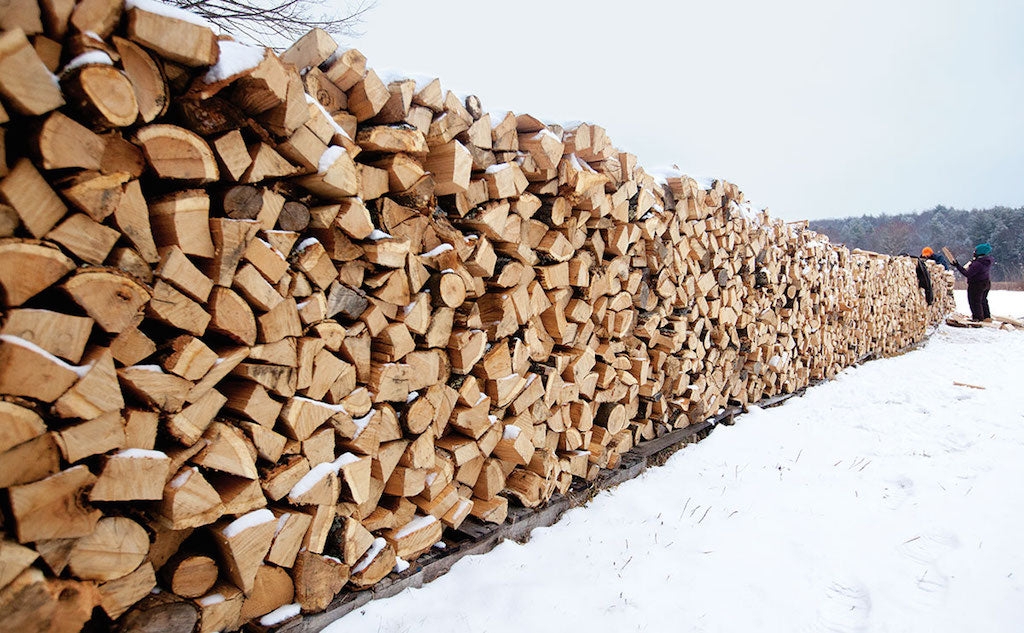Firewood Stack Long Linear Row Scandinavian Firewood Stacking