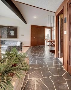 Flagstone Flooring: Mid-Century Flagstone Entry Grout