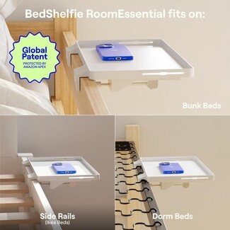 Floating Bedside Shelf with Matte White Finish and Clip-on Bedside Shelf