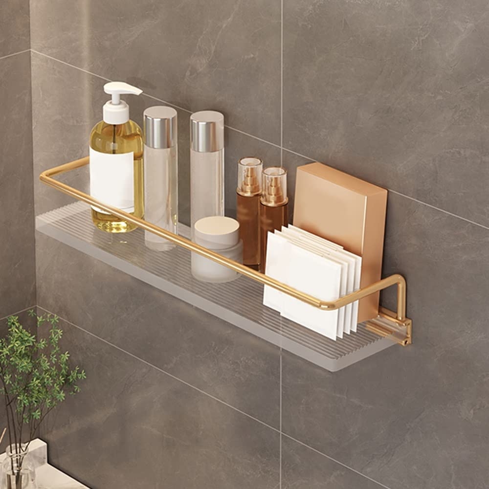 Floating Shelf Fluted Acrylic Gold Vanity Storage Rack