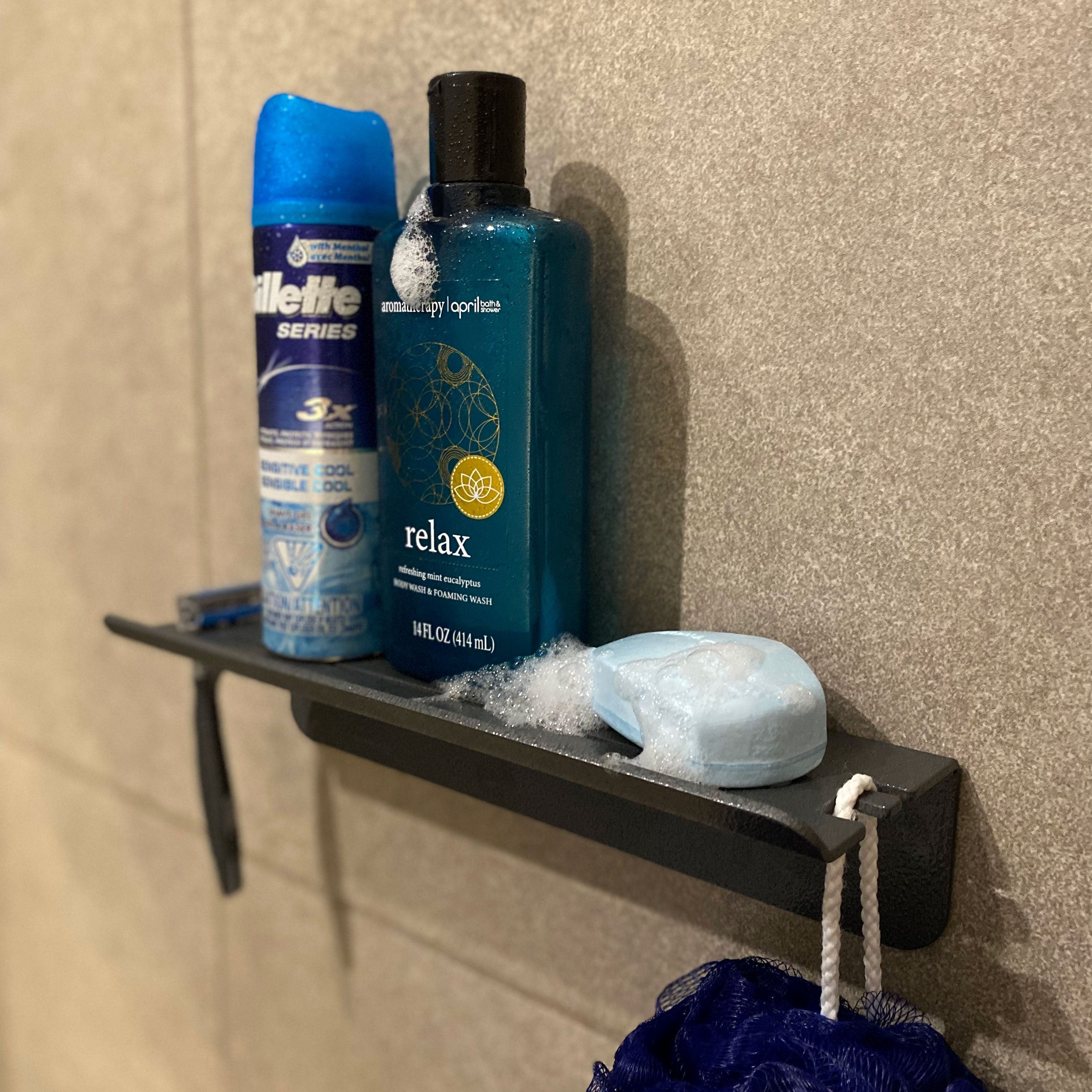 Floating Shelf Textured Graphite Razor Holder Rack