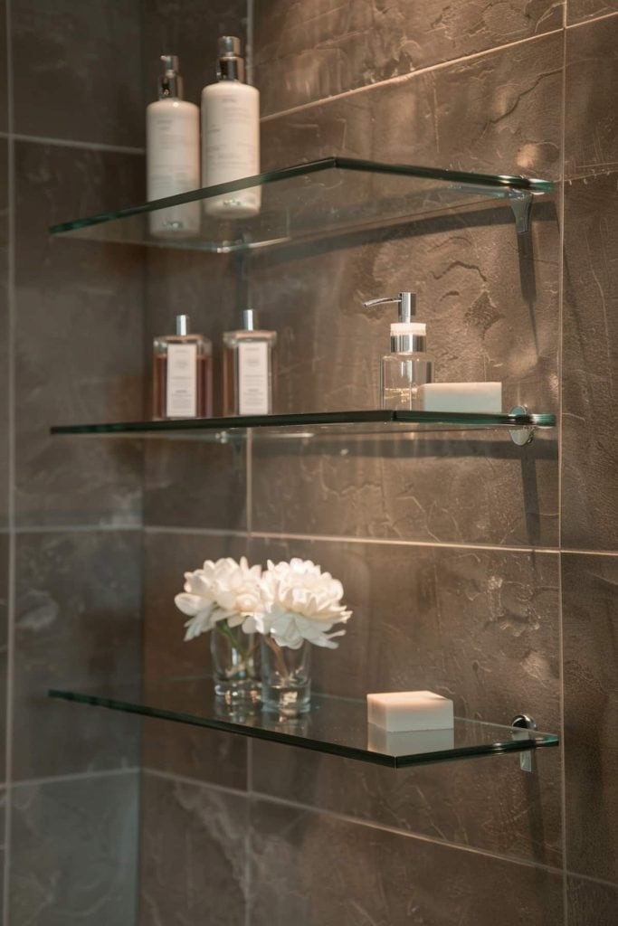 Floating Shelves Clear Glass Tiered Storage Ideas