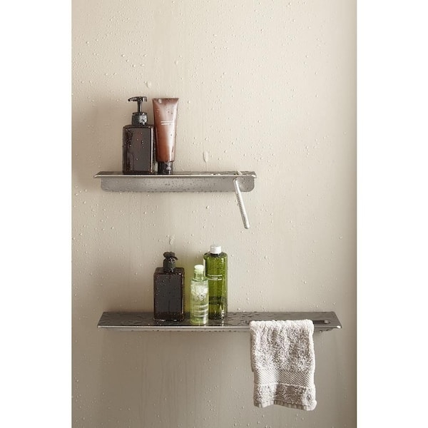 Floating Shower Shelf Razor Slot Polished Silver