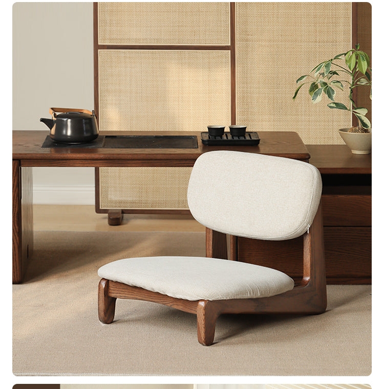 Floor Chair Armless Wood Toned Japandi Tea Seating