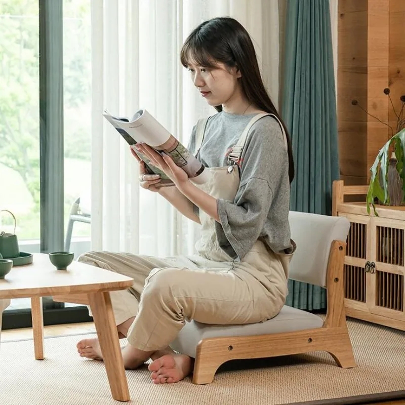 Floor Chair Integrated Side Panels Wood Toned Lounge