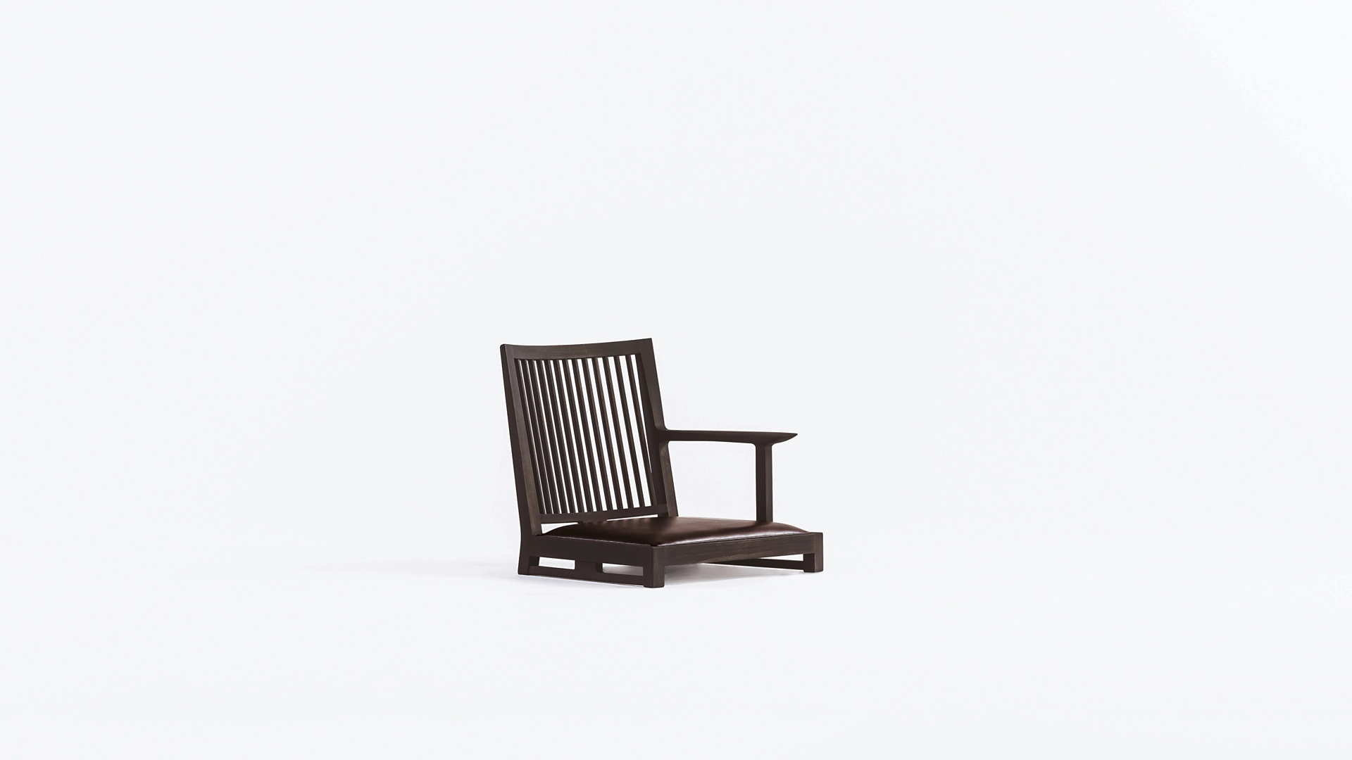 Floor Chair Single Armrest Slat Back Zen Seating