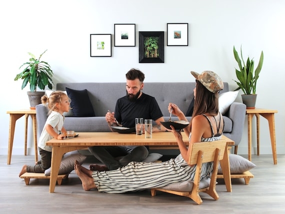 Floor Chair Slatted Bamboo Japandi Tatami Seating