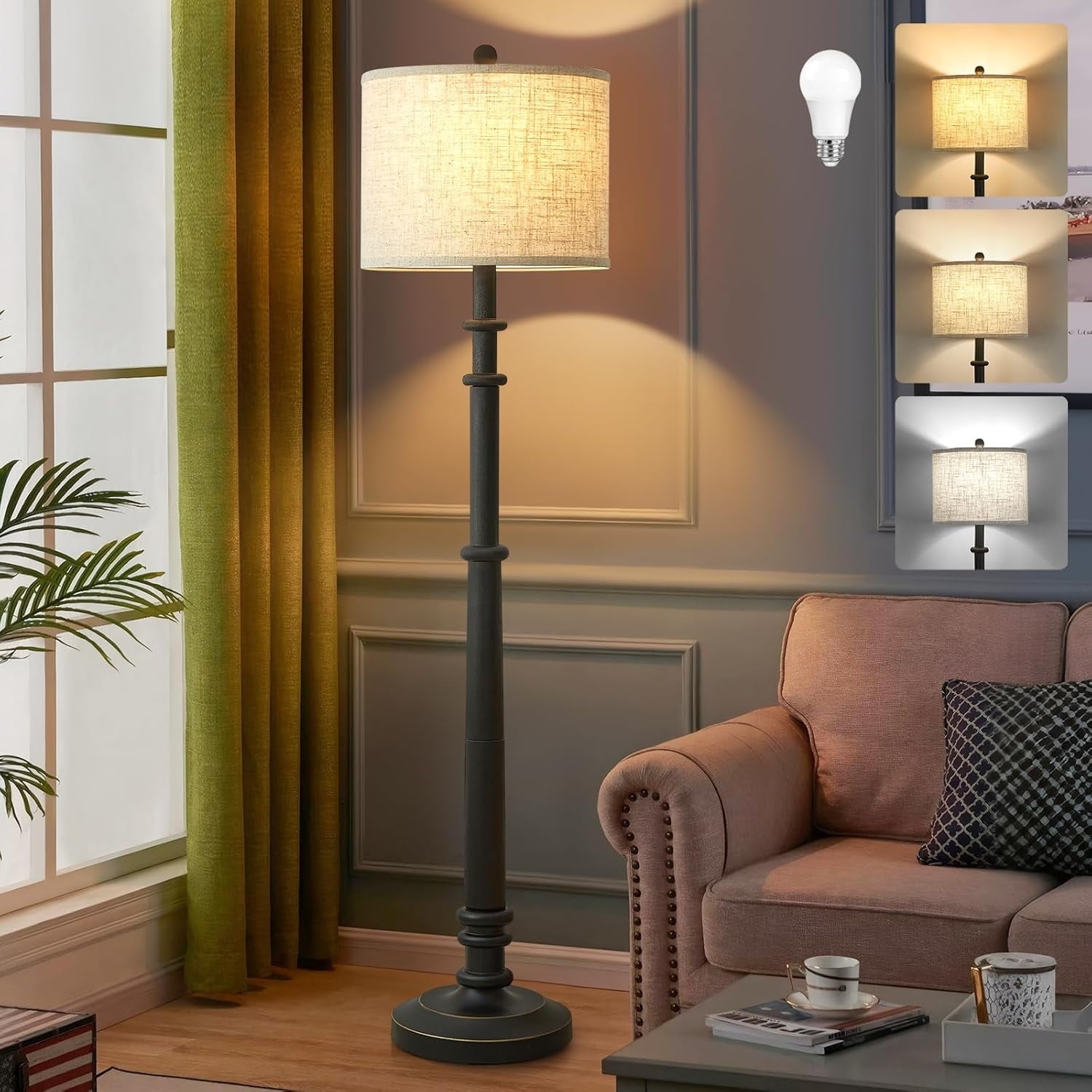 Floor Lamp featuring Adjustable Color Temp Post