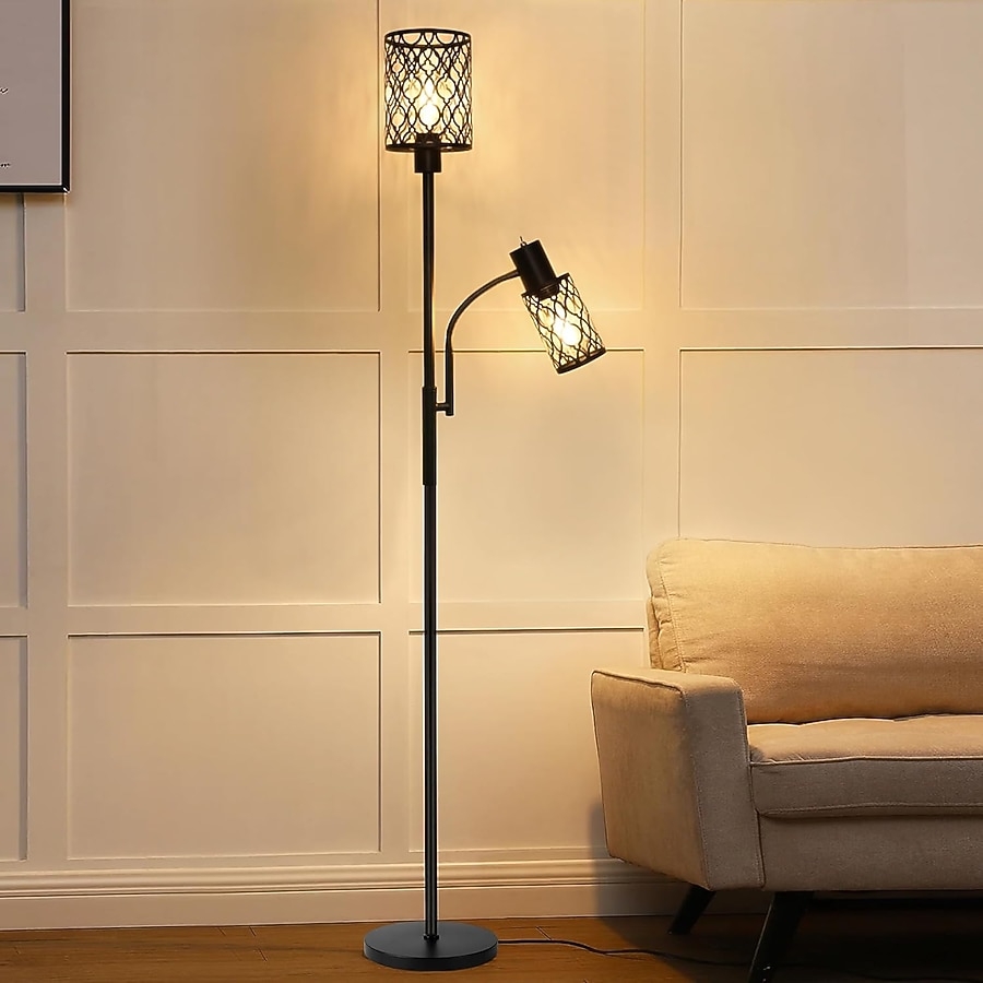 Floor Lamp featuring Lattice Mesh Shades and Arm