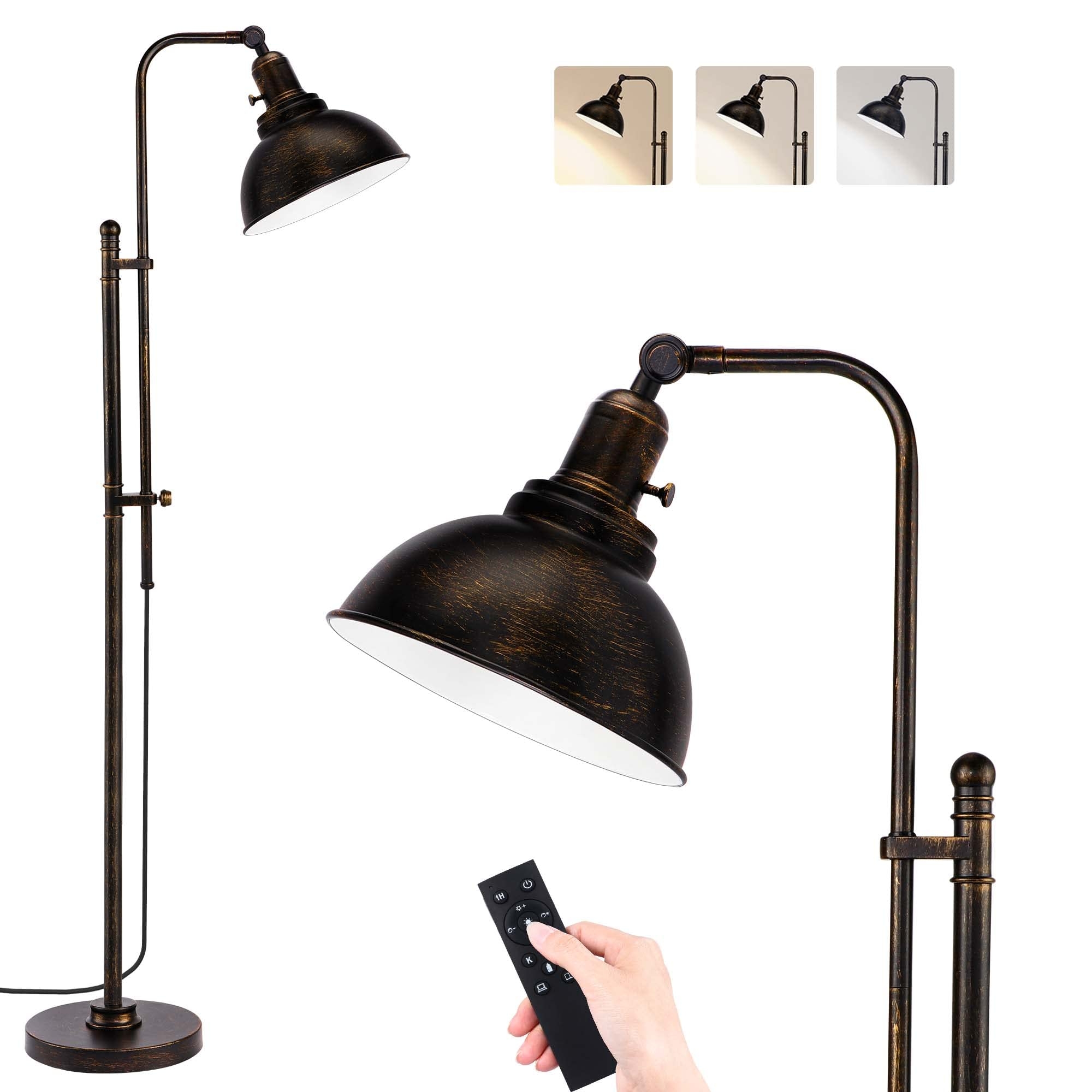 Floor Lamp featuring Remote Controlled Vintage Arm
