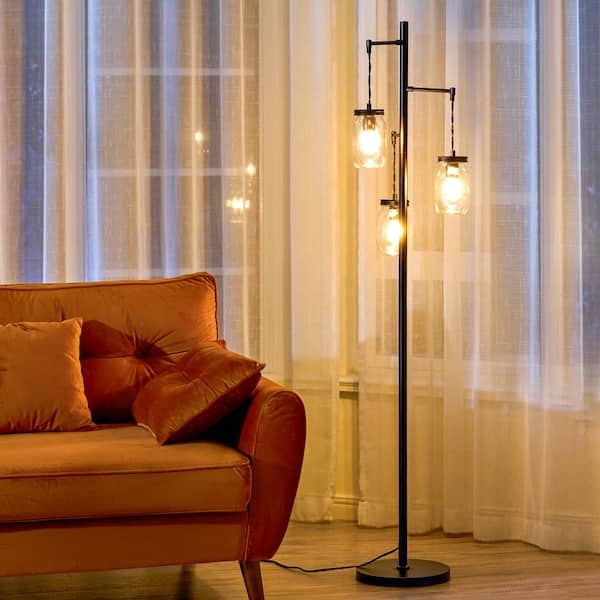 Floor Lamp: Industrial Mason Jar Staggered Light Set