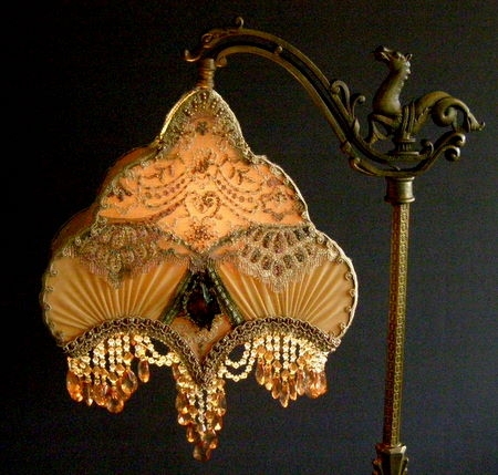 Floor Lamp Mythical Creature Motif and Beaded Fringe