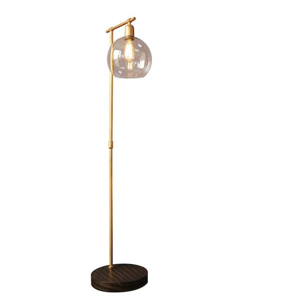 Floor Lamp - Slender Stem Offset Glass Globe Shade