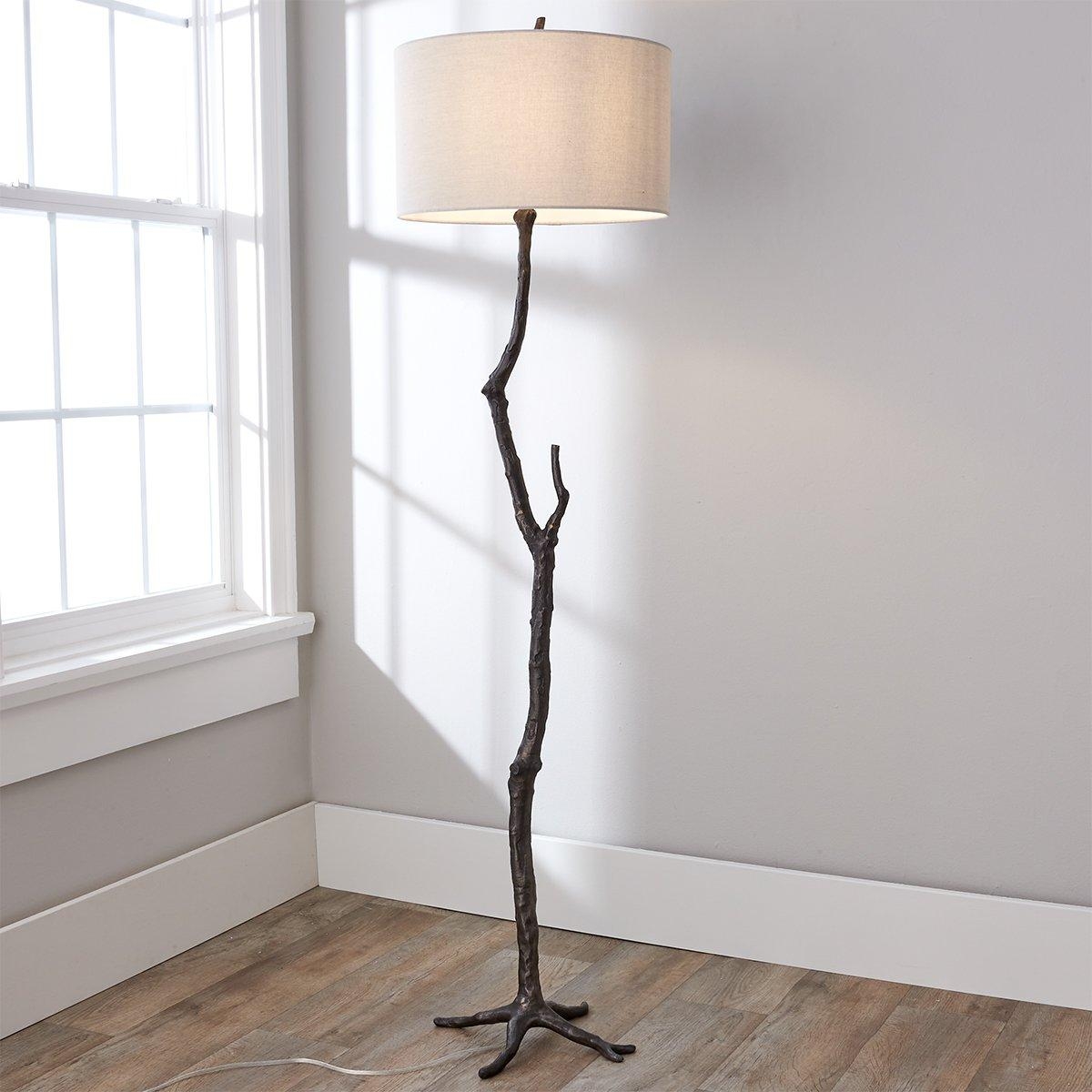 Floor Lamp with Branch-Like Stem and Iron Root Feet