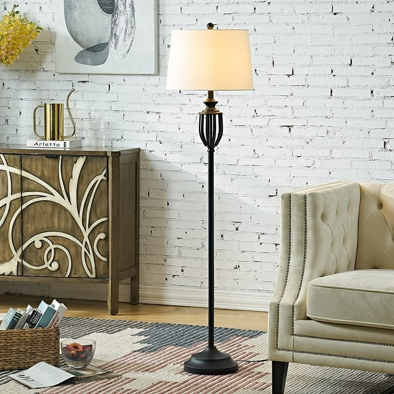 Floor Lamp with Lantern Cage Neck and Matte Finish